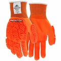 Mcr Safety Gloves, Predator Impact 2 Nylon - 15g. Hivis BNF, XL, 6PK PD3950XL
